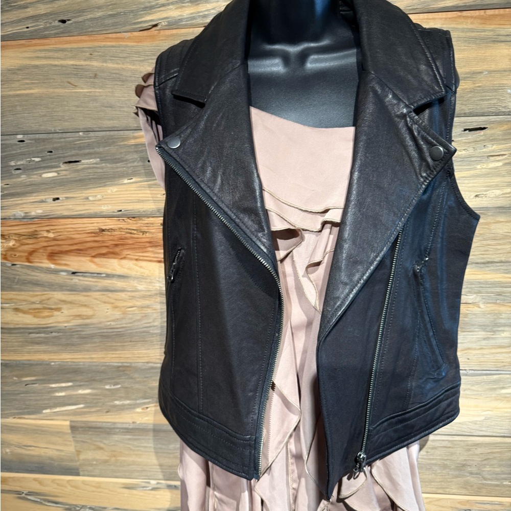 Women's Black Leather Vest